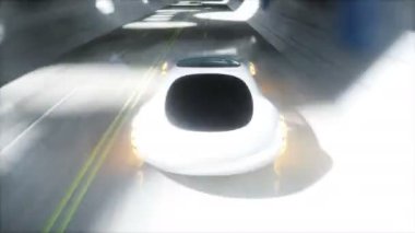 Futuristic sci fi tunnel. futuristic sport car. Realistic 4k animation