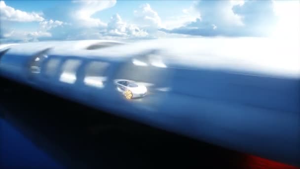 Futuristic Sci Tunnel Futuristic Sport Car Realistic Animation — Vídeo de Stock