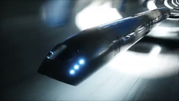 Futuristic Sci Tunnel Futuristic Flying Train Realistic Animation — Vídeo de Stock