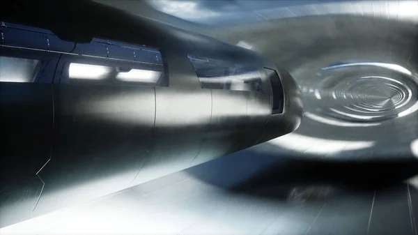 Futuristische Sci Tunnel Futuristische Vliegtrein Destructie — Stockfoto