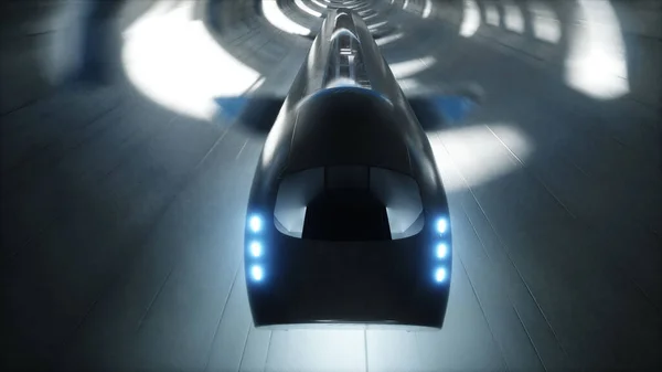 Futuristic Sci Tunnel Futuristic Flying Train Rendering — Foto Stock