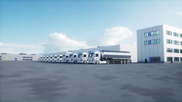 Generic Model Gasoline Tanker Warehouse Parking Logistic Center Delivery Transport — стоковое видео