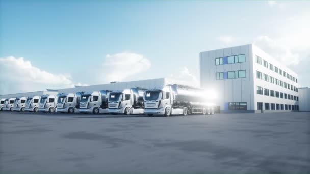 Generic Model Gasoline Tanker Warehouse Parking Logistic Center Delivery Transport — Stock videók