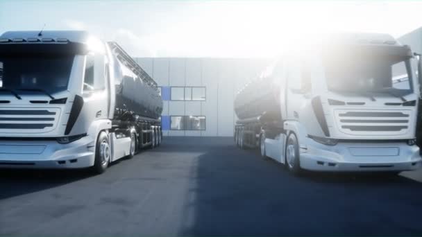 Generic Model Gasoline Tanker Warehouse Parking Logistic Center Delivery Transport — Stock Video