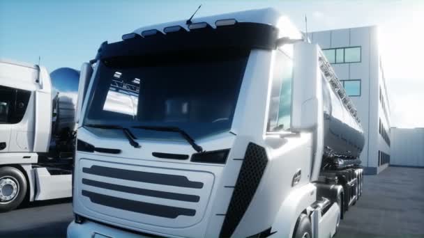 Generic Model Gasoline Tanker Warehouse Parking Logistic Center Delivery Transport — Stockvideo