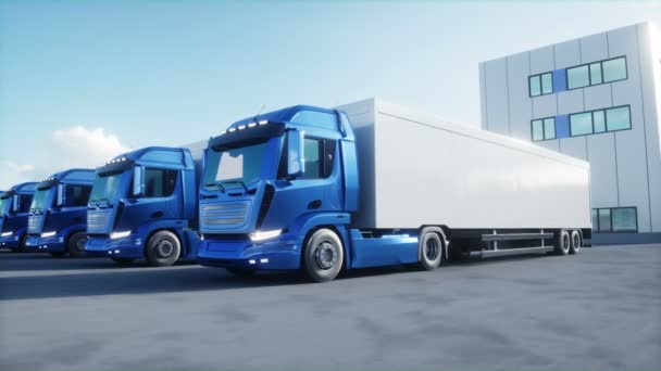 Generic Model Cargo Trucks Warehouse Parking Logistic Center Delivery Transport — Αρχείο Βίντεο