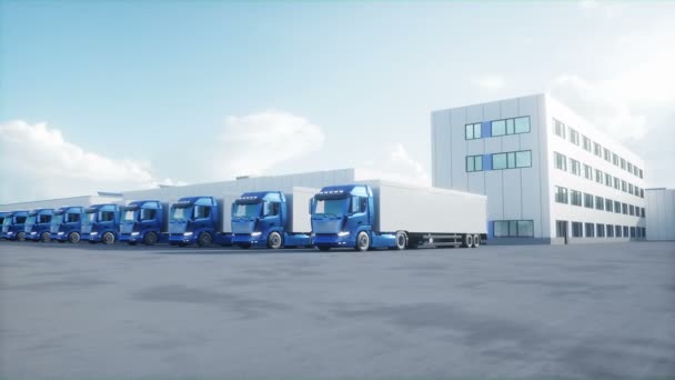 Generic Model Cargo Trucks Warehouse Parking Logistic Center Delivery Transport — Video Stock