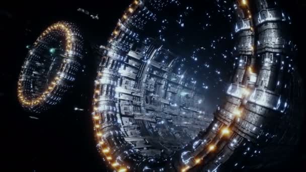 Space Futuristic Base Ships Traffic Futuristic Concept Realistic Animation — Stok video