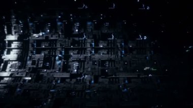 Space futuristic base with ships traffic. Futuristic concept. Realistic 4k animation