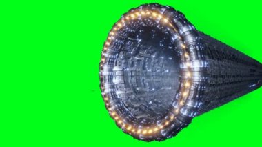 Space futuristic base with ships traffic. Futuristic concept. Green screen 4k footage