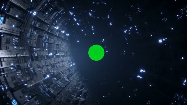 Space Futuristic Base Ships Traffic Futuristic Concept Green Screen Footage — Vídeo de stock