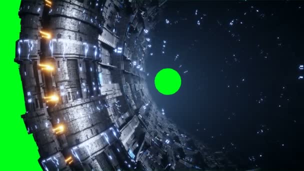 Space Futuristic Base Ships Traffic Futuristic Concept Green Screen Footage — Stock Video