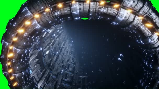 Space Futuristic Base Ships Traffic Futuristic Concept Green Screen Footage — Stock Video