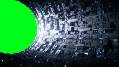 Space futuristic base with ships traffic. Futuristic concept. Green screen 4k footage
