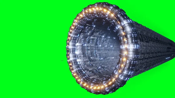 Space Futuristic Base Ships Traffic Futuristic Concept Green Screen Isolate — Foto Stock