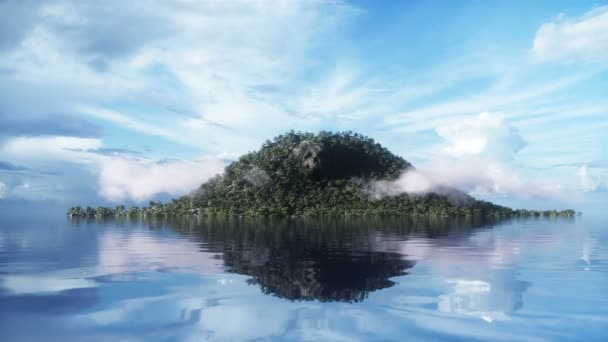 Fantasy Island Skull Mountain Airy Concept Dynamic Trees Realistic Animation — Stok video