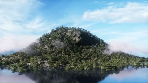 Ilha Fantasia Com Crânio Montanha Conceito Arejado Árvores Dinâmicas Animação — Vídeo de Stock