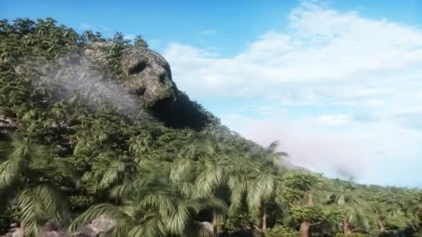 Kafatası Dağlı Fantezi Adası Havalı Bir Kavram Dinamik Ağaçlar Gerçekçi — Stok video