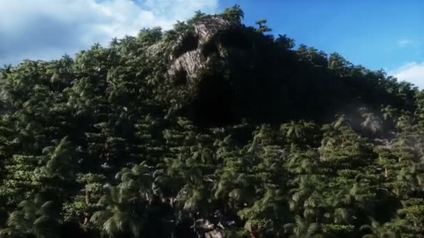 Fantasy Island Skull Mountain Airy Concept Dynamic Trees Realistic Animation — Stok video