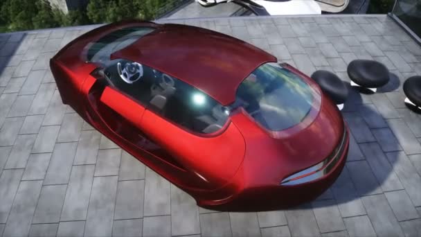 Futurystyczne Miasto Latające Samochody Megapolicja Koncepcja Przyszłości Realistyczna Animacja — Wideo stockowe