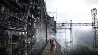 Apocalyptic city build. Overpopulation problem. Realistic 4k animation. Realistic 4k animation