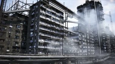 Apokaliptik şehir yapısı. Aşırı nüfus sorunu. Gerçekçi 4K animasyonu. Gerçekçi 4k animasyonu