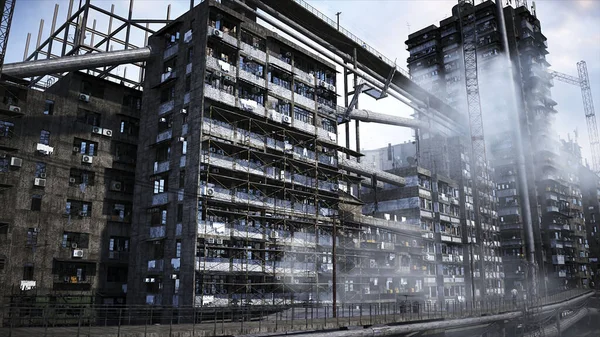 Apocalyptic City Build Overpopulation Problem Realistic Animation Rendering — Fotografia de Stock