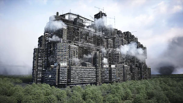 Apokaliptyczne Miasto Zbudowane Problem Przeludnienia Realistyczna Animacja Renderowanie — Zdjęcie stockowe