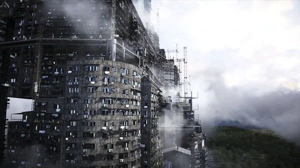 Apocalyptic City Build Overpopulation Problem Realistic Animation Rendering — стоковое фото