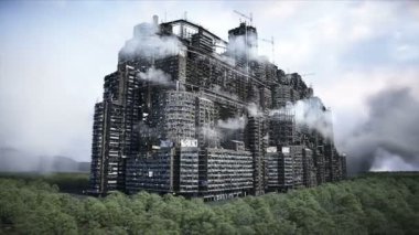 Apocalyptic city build. Overpopulation problem. Realistic 4k animation. Realistic 4k animation