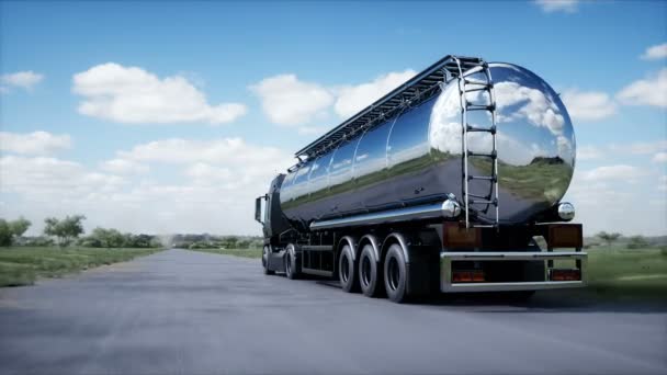 Generisches Modell Eines Benzin Lastwagens Der Sehr Schnell Auf Der — Stockvideo