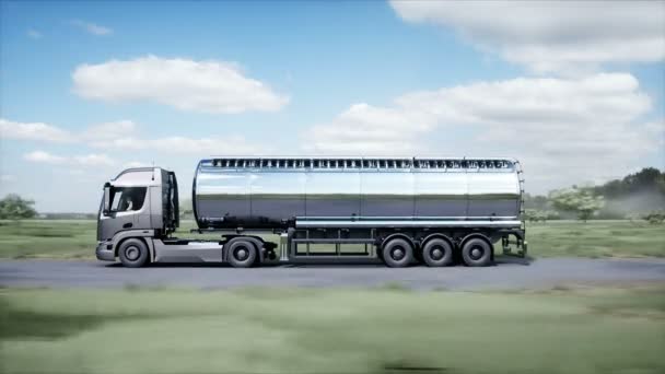 Generic Model Gasoline Truck Very Fast Driving Highway Gas Oil — Αρχείο Βίντεο
