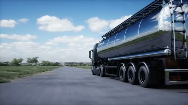 Generic Model Gasoline Truck Very Fast Driving Highway Gas Oil — Αρχείο Βίντεο