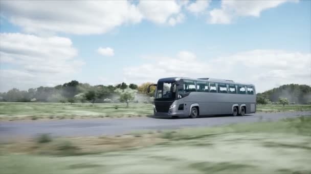 Toeristische Bus Zeer Snel Rijden Snelweg Toerisme Reisconcept Realistische Animatie — Stockvideo