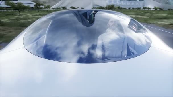 Futuristische Elektrische Auto Zeer Snel Rijden Snelweg Futuristisch Stadsconcept Realistische — Stockvideo