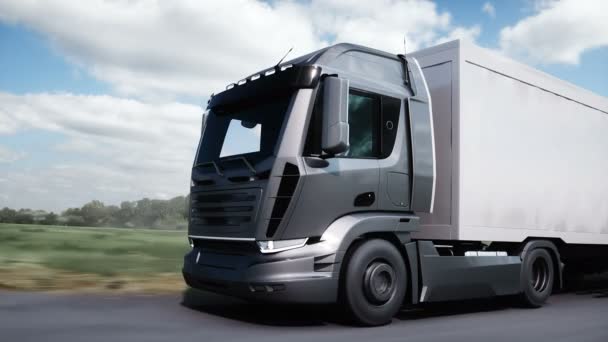 Generic Model Truck Very Fast Driving Highway Logistic Transport Concept — Αρχείο Βίντεο
