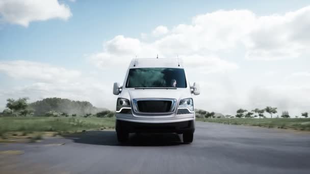 Generic Model Delivery Van Very Fast Driving Highway Gas Oil — стоковое видео