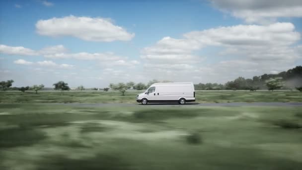 Generic Model Delivery Van Very Fast Driving Highway Gas Oil — Vídeo de stock