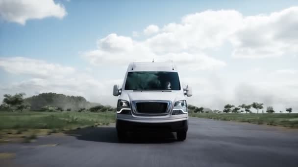 Generic Model Delivery Van Very Fast Driving Highway Gas Oil — Vídeo de Stock