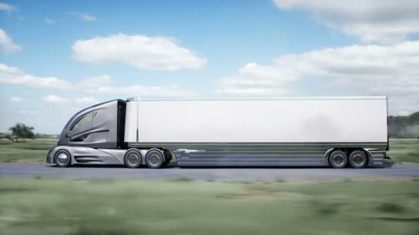 Model Futuristic Electric Truck Very Fast Driving Highway Logistic Future — 图库视频影像