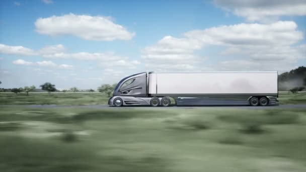 Model Futuristic Electric Truck Very Fast Driving Highway Logistic Future — Αρχείο Βίντεο