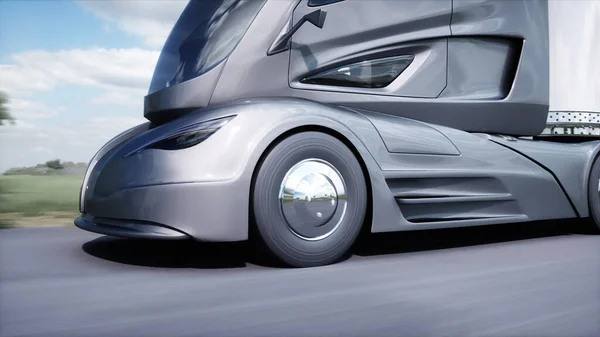 Model Van Futuristische Elektrische Truck Zeer Snel Rijden Snelweg Logistisch — Stockfoto