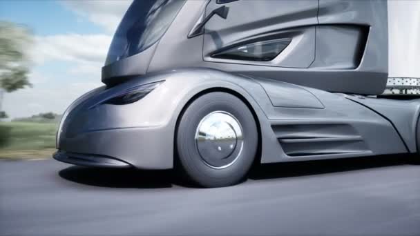 Model Futuristic Electric Truck Very Fast Driving Highway Logistic Future — Αρχείο Βίντεο