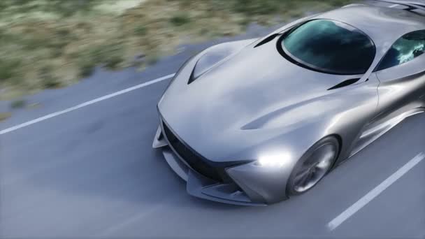 Futuristic Sport Car Very Fast Driving Highway Futuristic City Concept — 图库视频影像