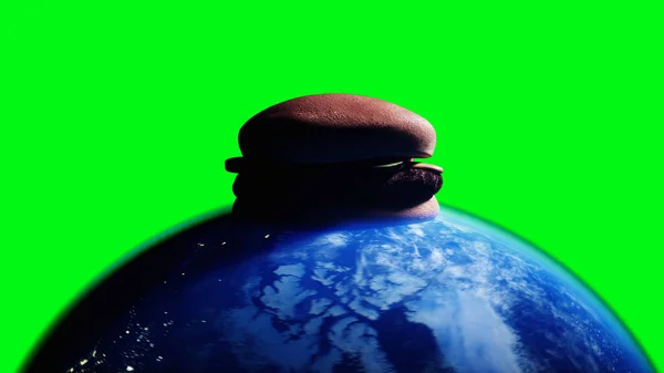Burger Earth Planet Obesity Problem Concept Green Screen Isolate Rendering — 图库照片