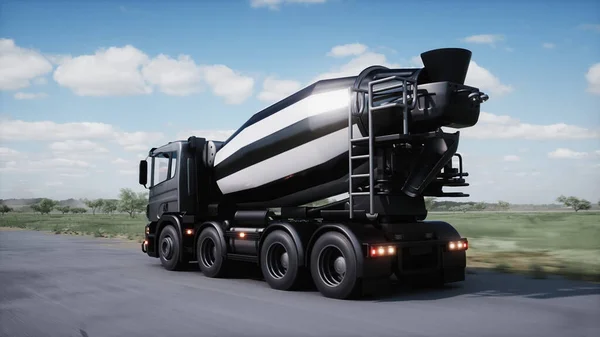 Cement Truck Very Fast Driving Highway Building Concept Rendering — Foto Stock