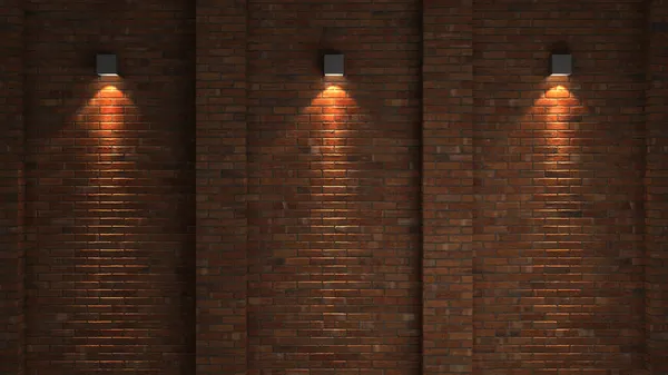 Stock image 3d rendering of a brick wall with decorative lighting 