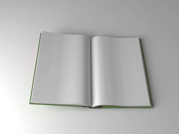 Rendering Libro Aperto Con Copertina Rigida Pagine Bianche Vuote — Foto Stock
