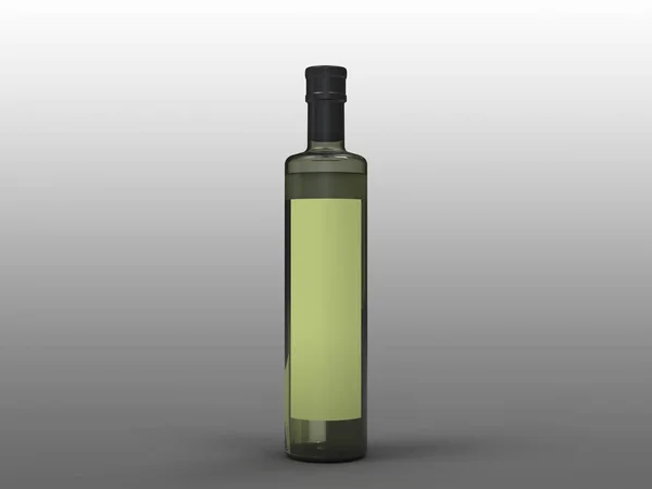 Renderowanie Butelki Pustą Zieloną Etykietą — Zdjęcie stockowe