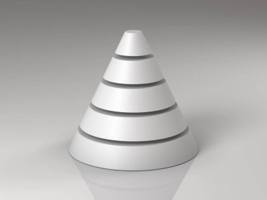 Grafikler ve bilgi grafikleri için beyaz kavramsal koninin üç boyutlu yorumlanması